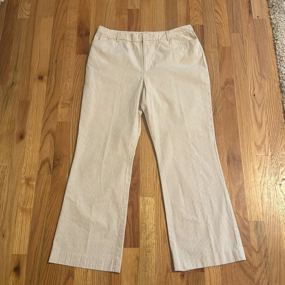 Ralph Lauren Tan & White Striped Pants - Picture 1 of 6